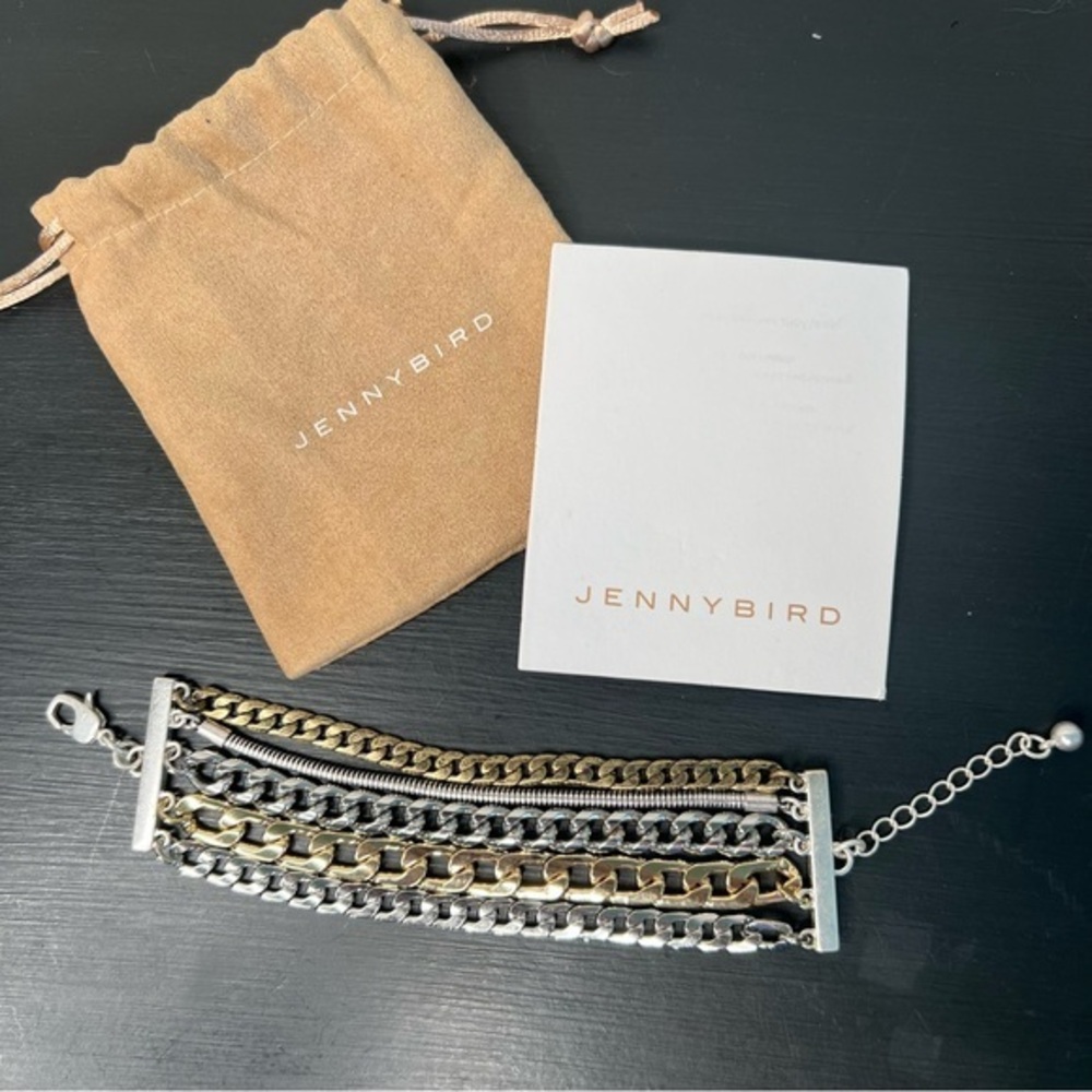Jenny Bird Austin Cuff Mixed Metal Multi Chain Bracelet NWT